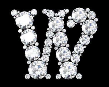 elmas harfler üzerinde siyah (yüksek çözünürlükte 3d görüntü) - illüstrasyon izole değerli taşlar ile