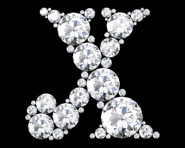 elmas harfler üzerinde siyah (yüksek çözünürlükte 3d görüntü) - illüstrasyon izole değerli taşlar ile