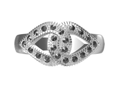 güzel yüzük beyaz izole 3d çizim.