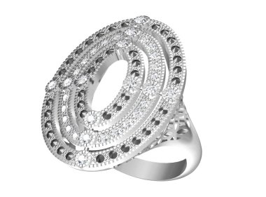 güzel yüzük beyaz izole 3d çizim.