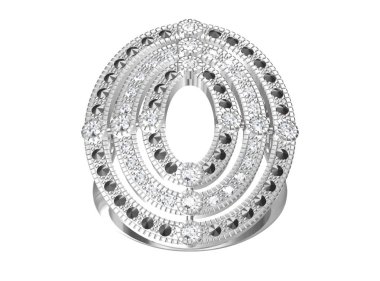 güzel yüzük beyaz izole 3d çizim.