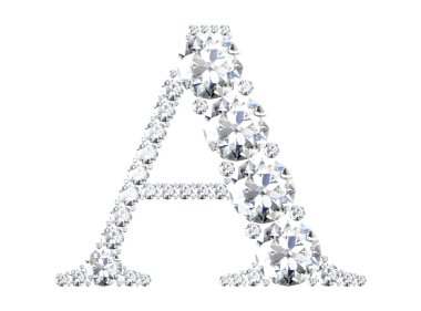 Mücevher taşlı elmas harfler (yüksek çözünürlüklü 3B resim)