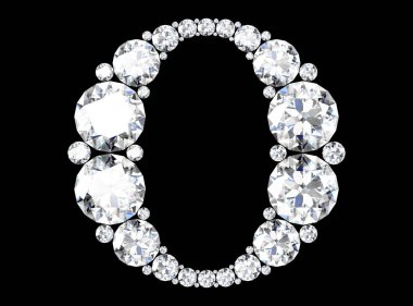 Mücevher taşlı elmas harfler (yüksek çözünürlüklü 3B resim)