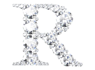 Mücevher taşlı elmas harfler (yüksek çözünürlüklü 3B resim)