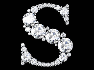 Mücevher taşlı elmas harfler (yüksek çözünürlüklü 3B resim)