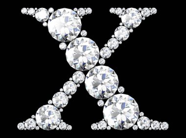 Mücevher taşlı elmas harfler (yüksek çözünürlüklü 3B resim)