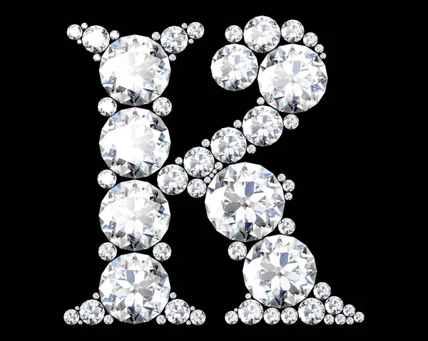 Diamond Bokstäver Med Ädelstenar Isolerade Svart Högupplöst Bild Illustration — Stockfoto