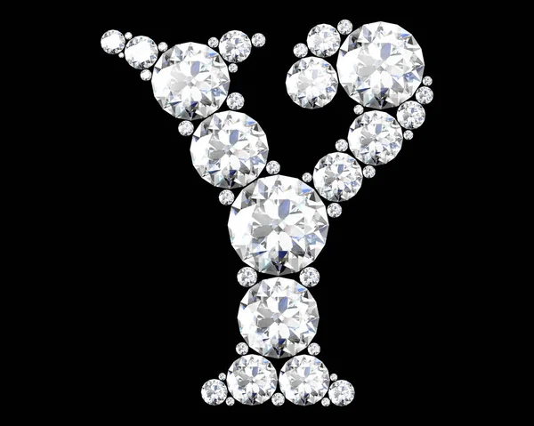 Letras Diamantes Con Piedras Preciosas Aisladas Negro Imagen Alta Resolución — Foto de Stock