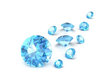 Beyaz arkaplanda güzel mücevherler, 3 boyutlu illüstrasyon. 