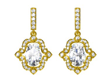 Beyaz arka plan .3d işleme üzerinde küpe