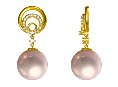 Beyaz arka plan .3d işleme üzerinde küpe