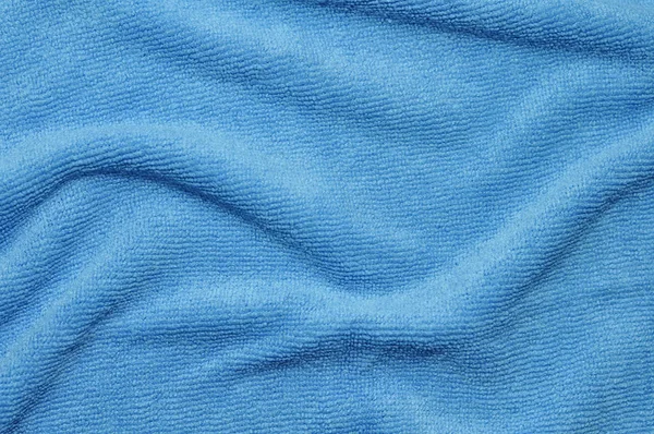 Foto della trama del tessuto in microfibra onda blu — Foto Stock