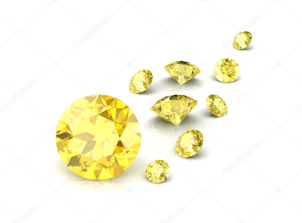 Beautiful gems on a white background , 3D illustration. 