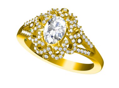 Alyans beyaz background.3d işleme üzerinde