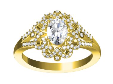 Alyans beyaz background.3d işleme üzerinde