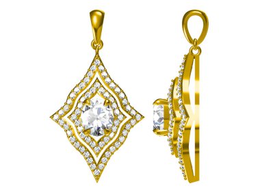 Beyaz arka plan .3d işleme üzerinde izole elmas kolye