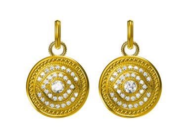 Beyaz arka plan .3d işleme üzerinde güzel küpe