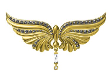 Beyaz arka plan .3d işleme üzerinde izole elmas kolye