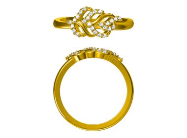 Evlilik yüzüğü beyaz arka planda. 3B görüntüleme 