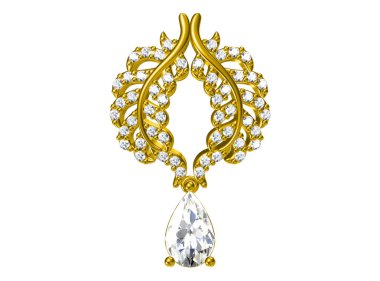 Beyaz arka plan .3d işleme üzerinde izole elmas kolye