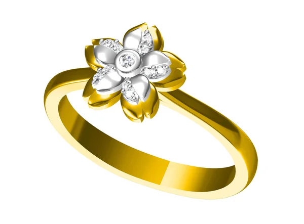 Bague de mariage sur fond blanc. rendu 3D — Photo