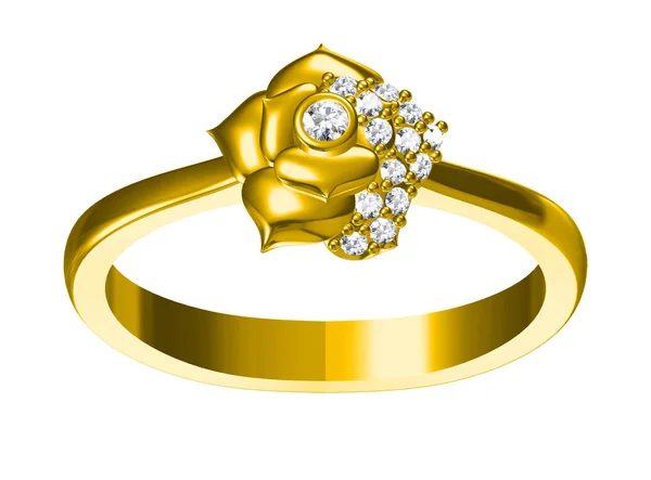 Evlilik yüzüğü beyaz arka planda. 3B görüntüleme — Stok fotoğraf