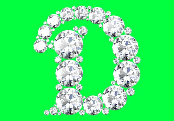 Diamond alphabet on green background, 3D Rendering. — Stock Photo, Image