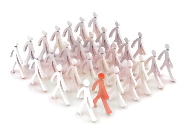 Lider .leader kavramı .3d illüstrasyon ile 3d takım