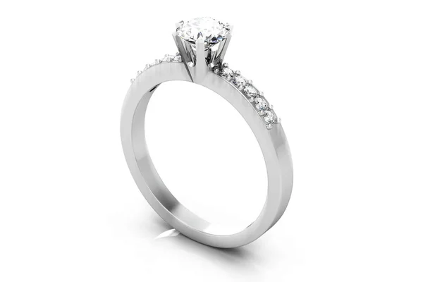 Anel de casamento com diamante. Sinal de amor. Bijuteria de moda .3D ren — Fotografia de Stock