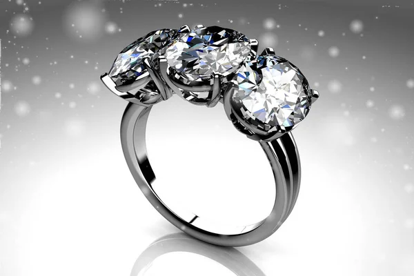 Bague de mariage avec diamant. Un signe d'amour. Bijoux mode .3D ren — Photo