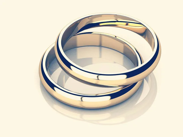 结婚戒指。爱的标志。时尚首饰 .3d 渲染 — 图库照片