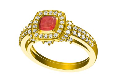 Elması olan alyans. Aşk işareti. Moda takılar. 3D Ren