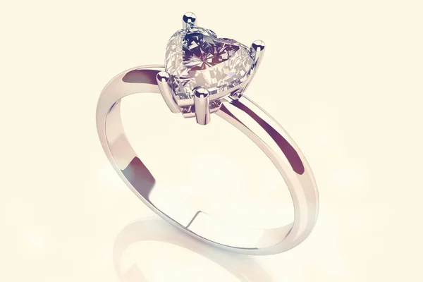 带钻石的结婚戒指。爱的标志。时尚首饰 .3d ren — 图库照片