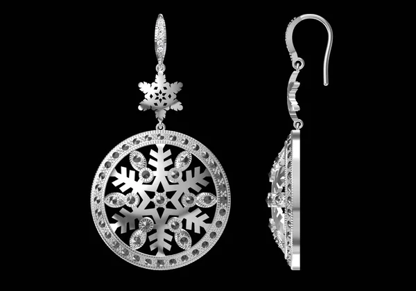 Beautiful earrings on white  background, 3D Rendering.3D Renderi — Stock Photo, Image