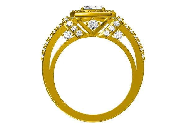 带钻石的结婚戒指。爱的标志。时尚首饰 .3d ren — 图库照片