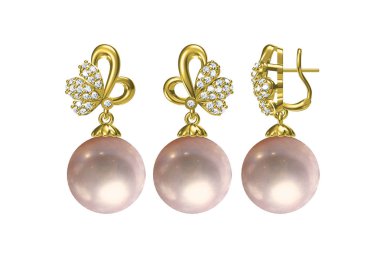 Beyaz arka planda güzel küpe, 3D Rendering.