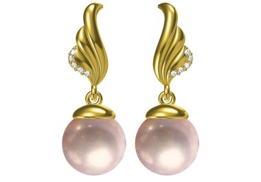 Beyaz arka planda güzel küpe, 3D Rendering.