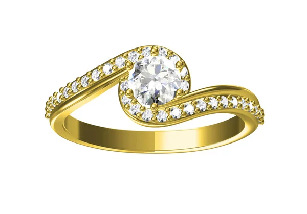 Snubní prsten s diamantem. Znamení lásky. Módní šperky. 3D Ren — Stock fotografie