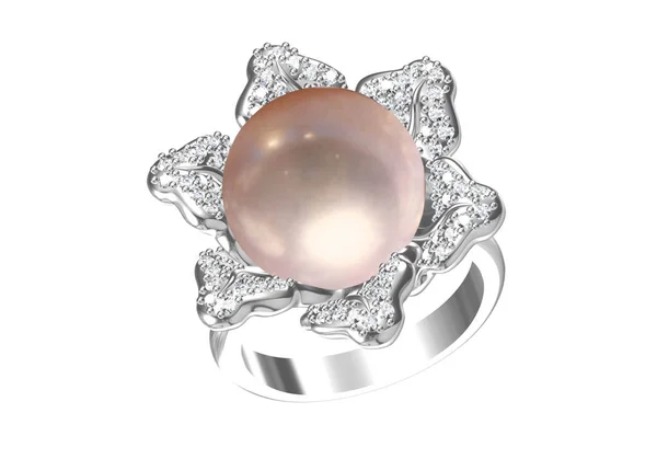 Snubní prsten s diamantem. Znamení lásky. Módní šperky. 3D Ren — Stock fotografie