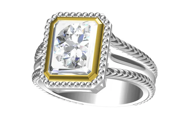 Anello nuziale con diamante. Segno d'amore. Gioielli di moda .3D ren — Foto Stock