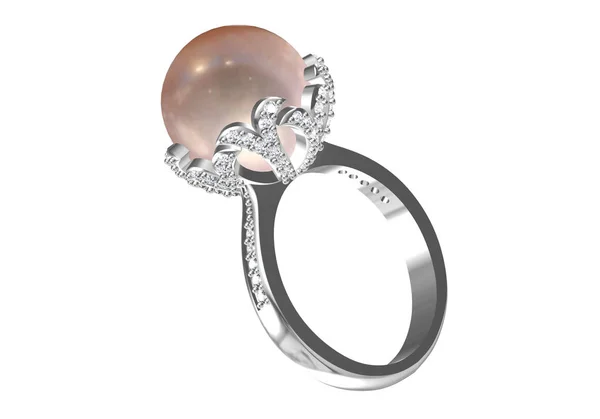 Trouwring met diamant. Teken van liefde. Mode-sieraden. 3D ren — Stockfoto