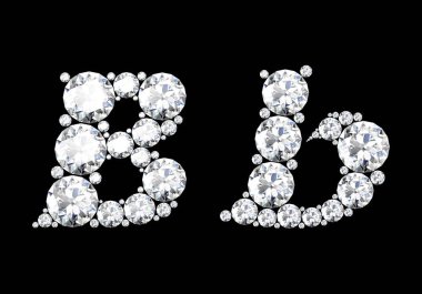 Siyah.3d render izole değerli taşlar ile elmas harfler