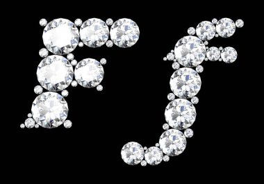 Siyah.3d render izole değerli taşlar ile elmas harfler