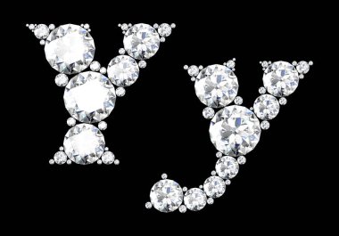 Siyah.3d render izole değerli taşlar ile elmas harfler