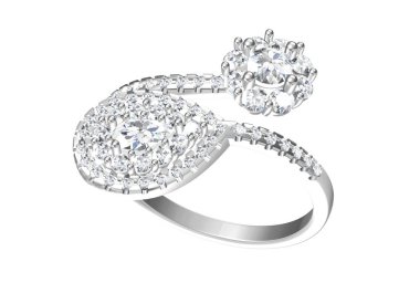 Elması olan alyans. Aşk işareti. Moda takılar. 3D Ren