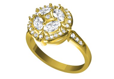 Elması olan alyans. Aşk işareti. Moda takılar. 3D Ren