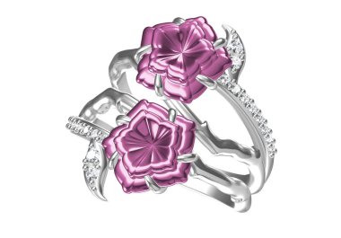 Elması olan alyans. Aşk işareti. Moda takılar. 3D Ren