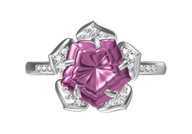 Elması olan alyans. Aşk işareti. Moda takılar. 3D Ren