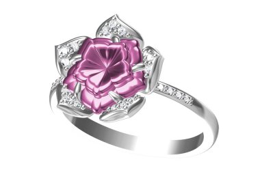 Elması olan alyans. Aşk işareti. Moda takılar. 3D Ren