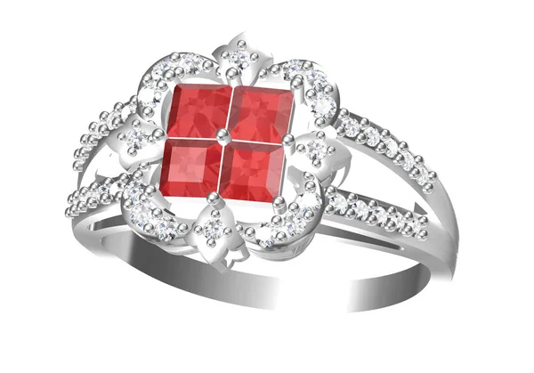 Karikagyűrű gyémánttal. Szerelem jele. Divat-ékszerek. 3D-s — Stock Fotó